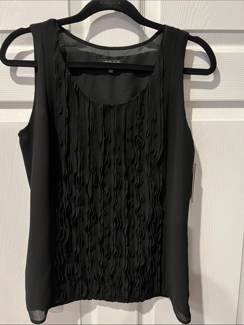 Rafaella Black Ruffle-Front Sleeveless Camisole